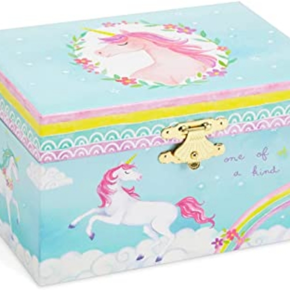 Jewelkeeper Girl's Musical Jewelry Storage Box with Spinning Unicorn, Rainbow - Picture 4 of 5
